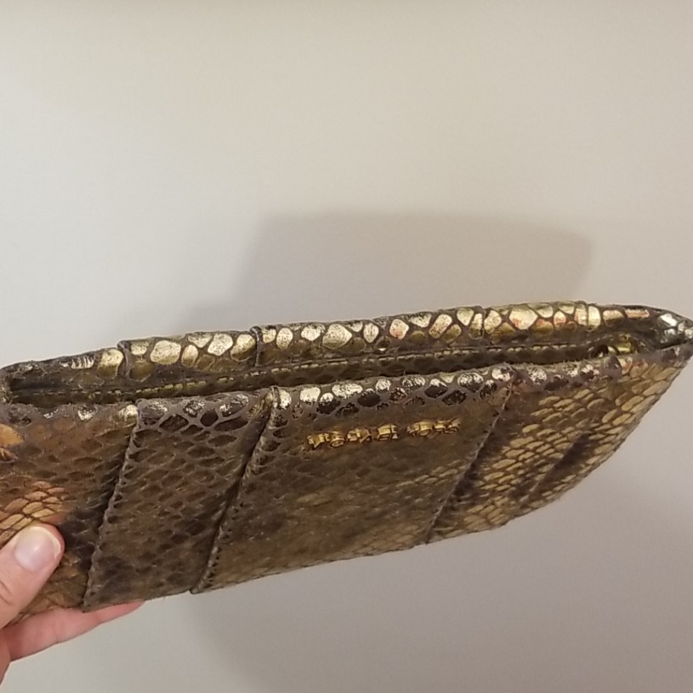 Michael Kors Wristlet- Used- Gold Python Pattern - image 4